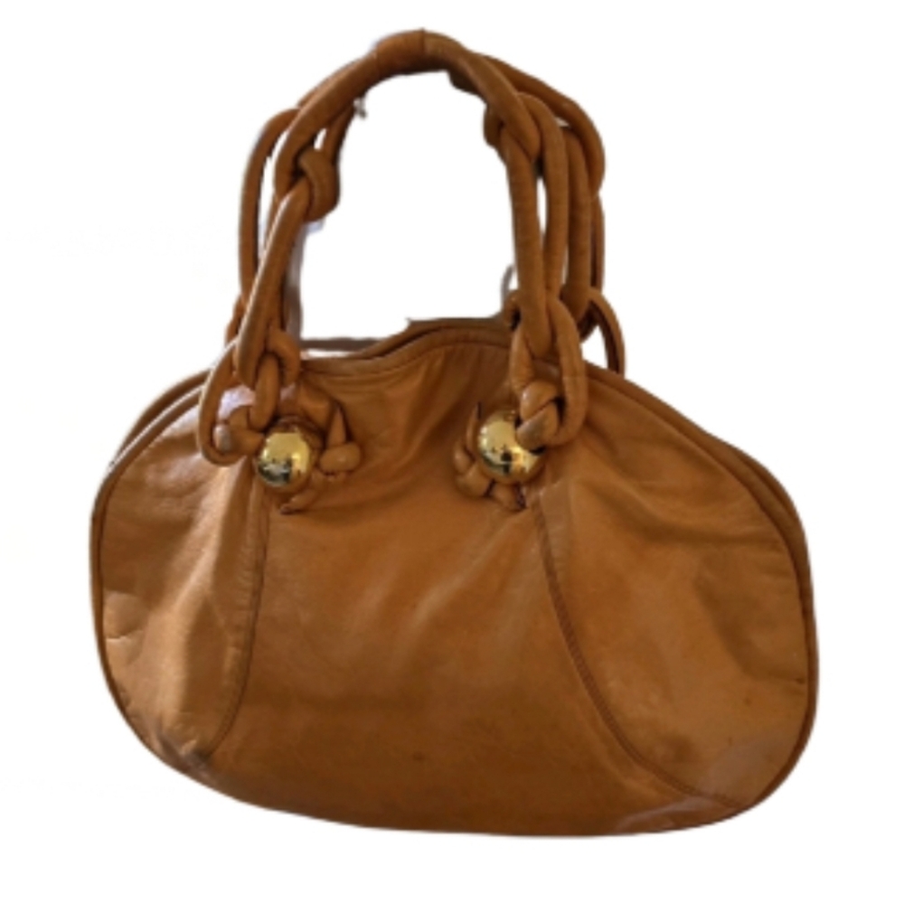 Giovanni Raspini Italian Leather Hobo Creation Ema GG Glossy Apricot Purse Vtg - Picture 3 of 16